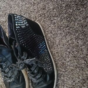 Black Studded Women's Sneakers